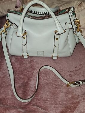 Dooney & Bourke Ecru Regular Size Florentine w/Gold Hardware and Crossbody Strap